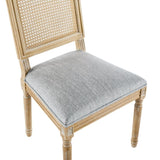 French Country Dining Chairs Elegant Cane Backrest & Upholstered Seats with Fluted Legs N767P263678G