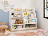 Kids Bookshelf and Toy Storage Organizer, Multifunctional 4 Tier Wooden Kids Book Shelf with 63676275