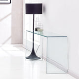 ZUN Glass Console Table, Transparent Tempered Glass Console Table with Rounded Edges Desks, Sofa Table W1718P234156