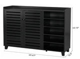 Shoe cabinet with 2 doors, 5 open compartments, and a tabletop with a back panel made of MDF 12353522