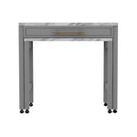 ZUN Light Gray Counter Height Table w NESTED TABLE Dining Room Furniture Faux Marble Top Table B011P232972