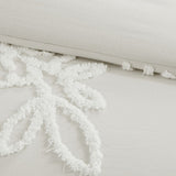 3 Piece Tufted Cotton Chenille Floral Comforter Set Off-White King/Cal King B035128916