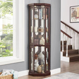 Lighted Corner Curio Cabinet - Display Case for Living Room, Antique Collectibles, Wine & Bar Glass W1758P294620