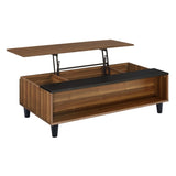 ZUN Walnut and Black Lift-top Coffee Table B062P181387