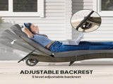 Outdoor PE Rattan Sun Lounger Lounge Chair, Adjustable Backrest Patio Recliner with Wheels for Pool 58336265
