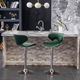 Masaccio Velvet Upholstered Adjustable Swivel Barstool, Set of 2, Green T2574P164845