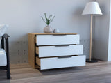 Dresser 27"H, 3 Drawers Dresser, Superior Top, White / Light Oak B097132979