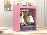 Kids Costume Organizer Costume RackKids ArmoireOpen Hanging Armoire Closet with Mirror-PINK 33487777