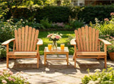Natural Finish Adirondack Furniture Set of 2 Chairs & 1 Side Table, Heavy Duty 400LBS Capacity 68140704