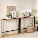 2 Pack 39.4" Narrow Console Sofa Table with Power Outlets and USB Ports, Long Couch Table with Metal 75432596
