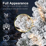 Artificial 5ft Flocked Christmas Tree with 407 PVC Branch Tips, 150L Warm white led, Round head, 58041602