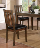 ZUN Dark Brown Cherry Finish 5pc Dining Set Table with 4 Chairs Black Faux Leather Upholstery Wooden B011P170669