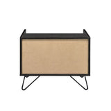 One Drawer Nightstand with Open Compartment, Oak and Black B016P256521