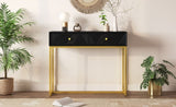 TREXM Modern Sleek Console Table Two Drawers with Stripe Design for Living Room and Entryway N715P201976B
