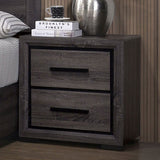 Gray 1pc Nightstand Bedroom Furniture Bedside Table 2-Drawers Two-tone Design w/ Black Trim Paper B011P222864
