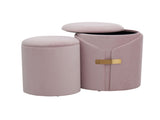 Contemporary Nesting Ottoman Set in Blush k Velvet with Gold Metal Accent Pieces B202P223723