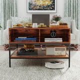 Farmhouse Flip Top Coffee Table with Storage 31.5" Rustic Wood Grain Table, Hidden Storage T2398P354184