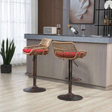 COOLMORE Modern Swivel Bar Stools Set of 2 Adjustable Counter Height Chairs with Footrest for W39594820