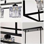 ZUN 6-Light Farmhouse, Modern Industrial Linear Rectangular Crystal Pendant Light Cage W1592P232593