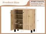 4-Tier Removable Shelf Shoe Organizer, Farmhouse Wooden Shoe Cabinet with Anti-Tip Hardware for 30500270
