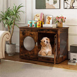 2-in-1 Dog Crate End Table - Rustic Brown, 88lbs Capacity, Farmhouse Style, 32.5"x18.5"x23.5" 48731244
