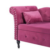 Aijia 60" Velvet Multifunctional Storage Chaise Lounge Buttons Tufted Nailhead Trimmed Solid Wood W1117P285945