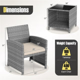 White 3 Pieces Patio Furniture Set with Tempered Glass Coffee 54671304