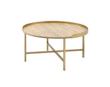 Mithea Oak & Gold Finish Coffee Table B2726P281463