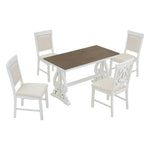 ZUN 5-Piece Retro Dining Set, Rectangular Wooden Dining Table 4 Upholstered Chairs for Dining Room 61212902