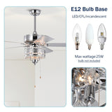 52'' Classical Crystal Ceiling Fan Lamp 5 Reversible Blades for Living Room, Dining Room, Bedroom, W1592P164710