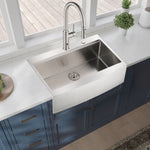 ZUN 33x22x10"Farmhouse Apron Single Bowl Stainless Steel Kitchen Sink with Workstation W2898P228904