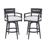 Modern Outdoor 2-Piece Swivel Bar Chairs Aluminum Frame with Ember Black, 360&deg Swivel, Ergonomic 55936866