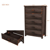 ZUN Retro American Country Style Wooden Dresser with 5 Drawer, Storage Cabinet for Bedroom, Dark Walnut WF324089AAD