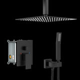 Dual Shower Head - 16 Inch Ceiling Mount Square Shower System with Rough-in Valve, Matte black W124381753