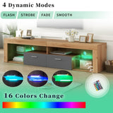 ZUN Modern Design TV Stands for TVs up to 80'', LED Light Entertainment Center, Media Console with 6 N710P179622E