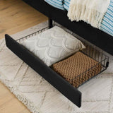 Full Size Upholstered Platform Bed Frame with 2 Storage Drawers, Adjustable Velvet Sofa Bed, Black W1413P298912