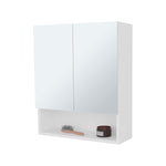 ZUN Lodge Medicine Cabinet with Mirrored Doors and Open Storage, White B128P263726