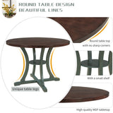 ZUN 5-Piece Round Dining Table and 4 Fabric Chairs with Special-shaped Table Legs and Storage Shelf 15508700