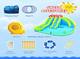 7 in1 Inflatable Water Park Three Slide with Blower Water Gun Sprinkler Fountain Climbing Wall for 40339182