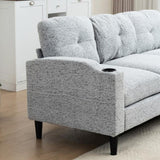 Convertible Combination Sofa Sofa L-Shaped Sofa with Footstools with Storage, WhiteBlack Sofa for W2012P253014