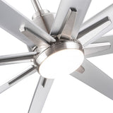 ZUN Smart 72" Integrated LED Ceiling Fan with Silver Blades in Brushed Nickel Finish W1367121902