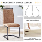 ZUN Dining Chairs,tech cloth High Back Upholstered Side Chair with C-shaped Tube Black Metal Legs for W115155748