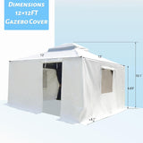 12'x12' Gazebo Cover for Hardtop Gazebos, Outdoor Universal Winter Gazebo Cover with Sidewalls and W1859P226063