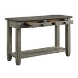 ZUN Coffee and Antique Gray Finish 1pc Sofa Table with 2 Drawers Bottom Shelf Wooden Living Room B011P175712