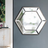 20" x 18" Hexagon Wall Mirror with Contemporary Glass Design, Home Decor Accent Mirror for Living W2078124352