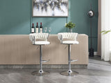 Set of 2 Bar Stools,with Chrome Footrest and Base Swivel Height Adjustable Mechanical Lifting Velvet W1249P247722