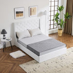 ZUN Upholstered Full Platform Storage Bed Frame with 4 Drawers, Wingback Headboard with Button Tufted 69625414