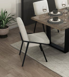 Black Metal Base Contemporary Side Chairs Set of 2pc, Cream Fabric Upholstered Dining Furniture B011P285337