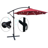 ZUN 10 ft Outdoor Patio Umbrella Solar Powered LED Lighted 8 Ribs Umbrella with Crank and Cross Base for W65627950