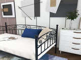 Metal Daybed Frame Multifunctional Mattress Foundation/Bed Sofa with Headboard, Twin, Black 50792419
